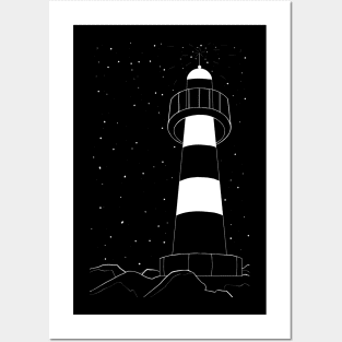 Lighthouse and the stars. Posters and Art